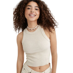 Aerie Free Spirit Ribbed Tank Top large tan